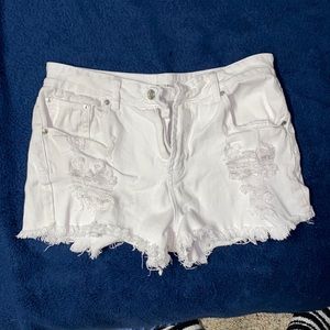 White ripped shorts size 11